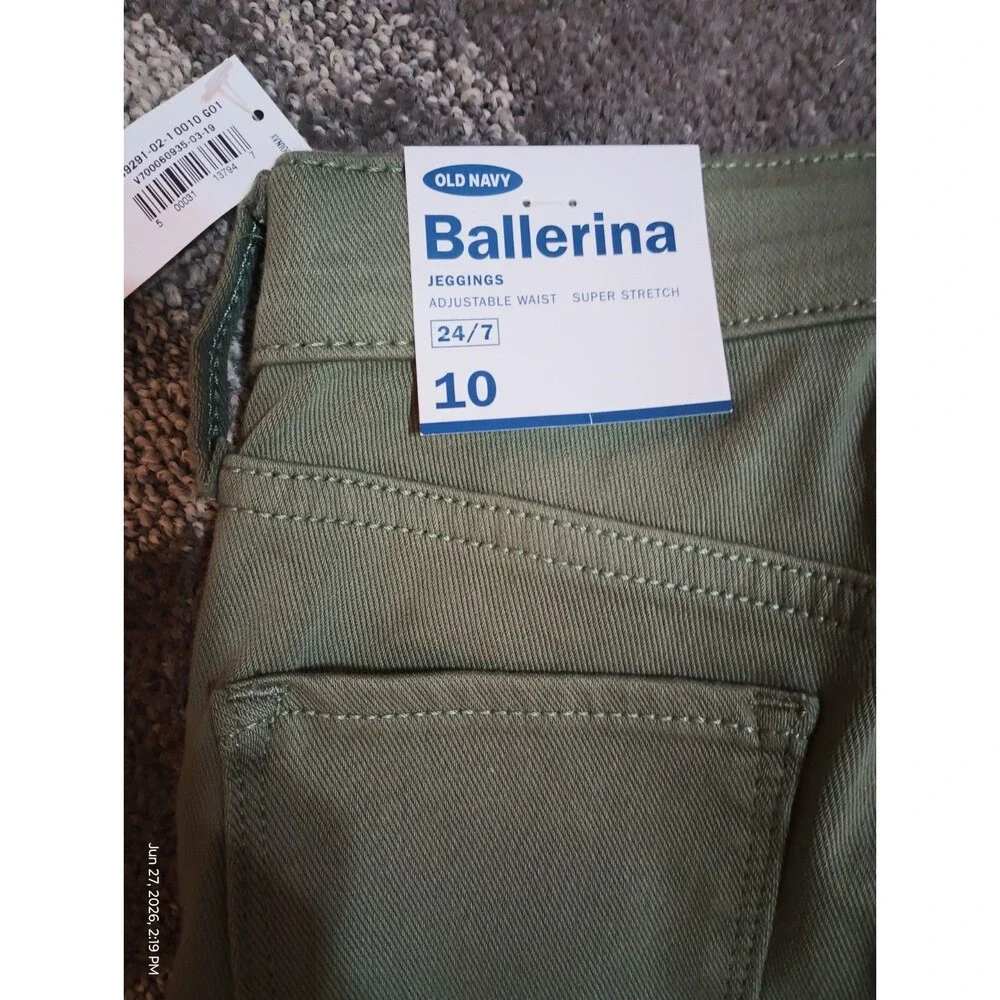 OLD NAVY Ballerina Girls Green JEGGING PANTS Size 10 Adjustable Waist (P0045B6)
